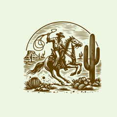 Western Cowboy riding a galloping horse