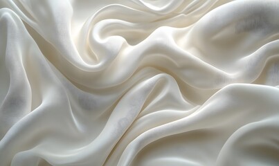 Obraz premium Full-screen 3D rendering of white silk with fluid, wavy folds that catch light softly