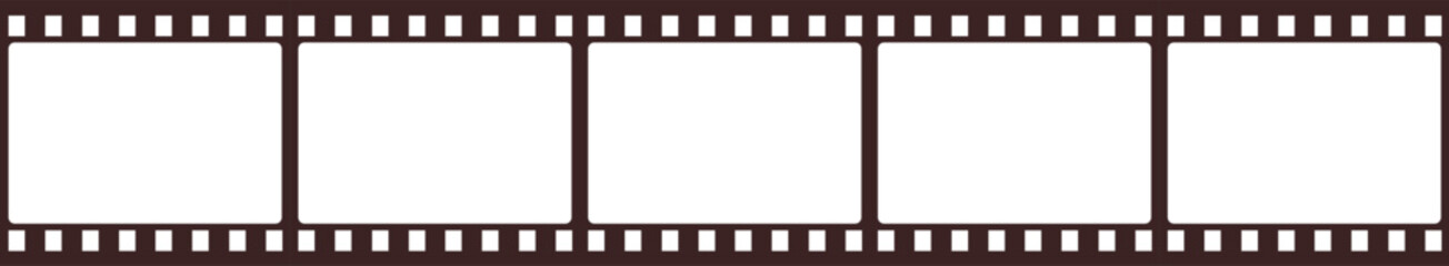 Film strip, film strip icon isolated on white background. Piece of film. Vector, designer illustration.