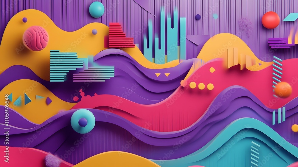 Poster abstract colorful shapes wave design background
