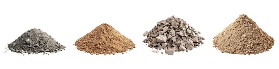 Obraz premium Pile of soil isolated on transparent background, Set of