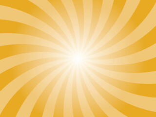 Harvest gold yellow sunburst background. Radial retro glowing rays banner. Abstract retro whirlwind starburst vector abstract background. Twisted radial illustration.