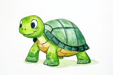 Obraz premium Adorable cartoon turtle illustration, perfect for children's books and creative projects