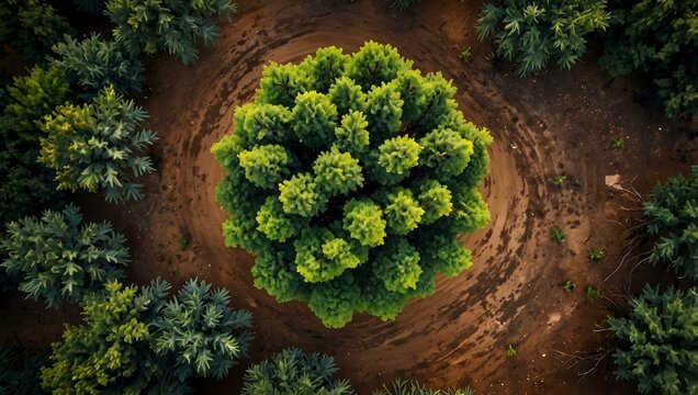 Drone view of Xanthostemon tree in Australia.