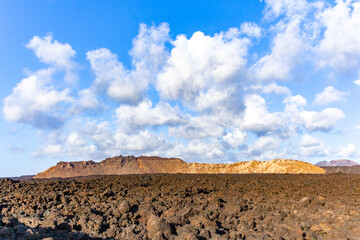 volcanic landscape at Timanfaya national park seen