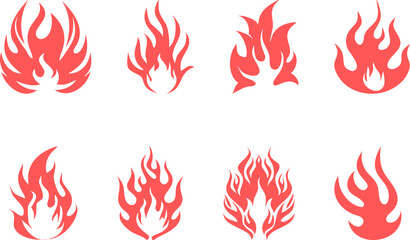 fire flame icon vector set art illustration, fire flame icon bundle vector set
