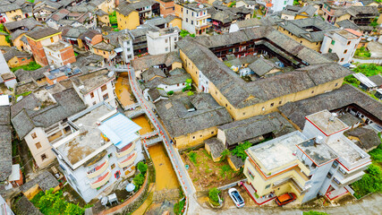 Zhongchuan Ancient Village of Yongding Tulou in Longyan City, Fujian Province in early summer