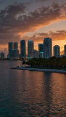 Dusk over downtown Miami&rsquo;s waterfront.