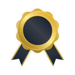 Gold luxury badge with ribbon