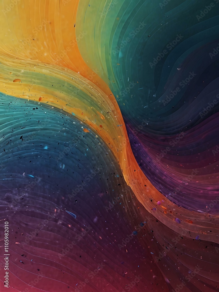 Poster dynamic abstract textures with gradient wave lines.