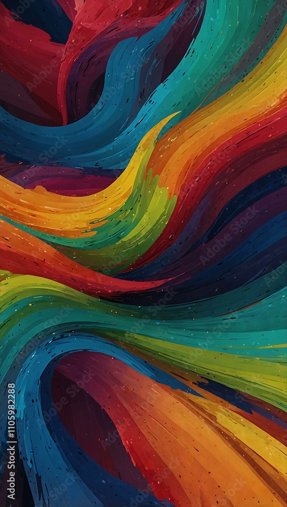 Poster dynamic color strokes creating an abstract design.
