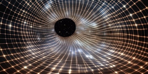 Fototapeta premium A visual representation of a black hole, illustrating its gravitational pull and cosmic distortion.