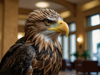 Obraz premium Eagle in a luxury hotel lobby.