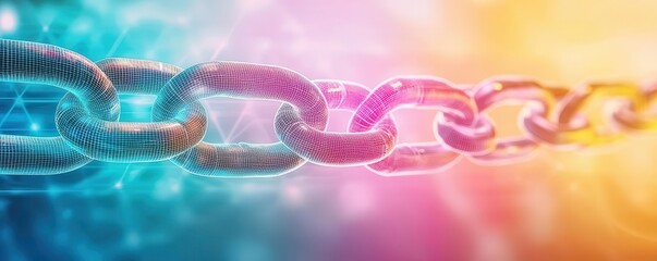 Icon of a broken chain link overlayed on a vibrant digital grid, representing broken website links