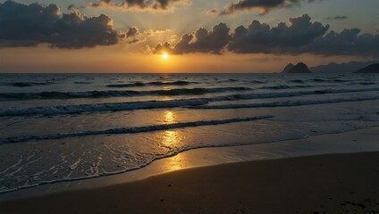Obraz premium Early morning view from Hamahara Beach over the East China Sea.