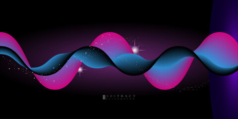 Abstract vector gradient background with waves. Smooth flowing dynamic wave blue background. Abstract digital art. Wave vector illustration.