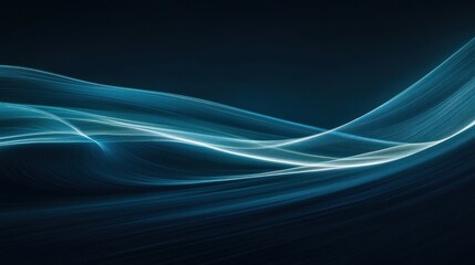 Naklejka premium Abstract Teal Light Waves Dark Background