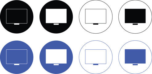 Watch tv icon set. Smart tv sign symbol. Computer monitor icon. Television
