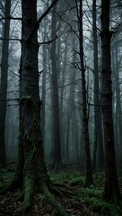 Fototapeta premium Eerie forest decorations for a spooky effect.