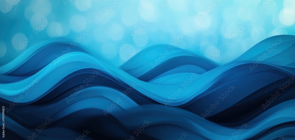 Poster abstract image of smooth blue waves creating a serene and calming atmosphere.