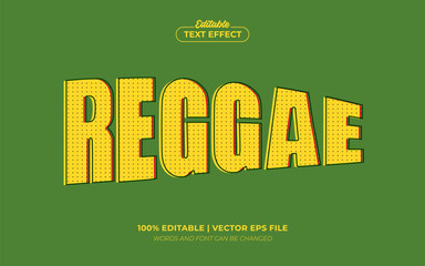 Reggae 3D Retro Editable Text Effect Template Style Premium Vector