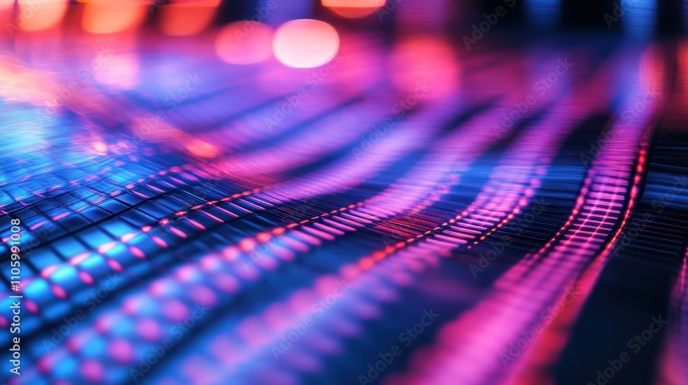 Poster Abstract Neon Grid Pattern Showing Vibrant Colors