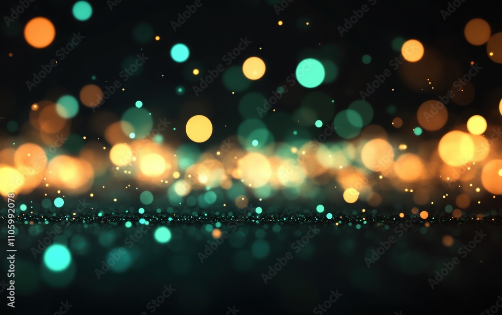 Poster bright and colorful bokeh lights creating a magical atmosphere for creative backgrounds.