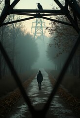 person walking in the woods
