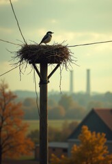 bird on a nest landscape