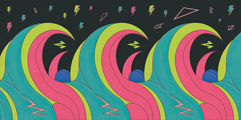 Obraz premium Retro-Inspired Washi Paper Design with Waves in Red