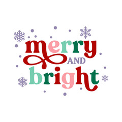 Merry and Bright SVG cut file, digital file, svg, handlettered svg, christmas svg, santa svg, for cricut, for silhouette, holiday svg, Svg Files for Cricut