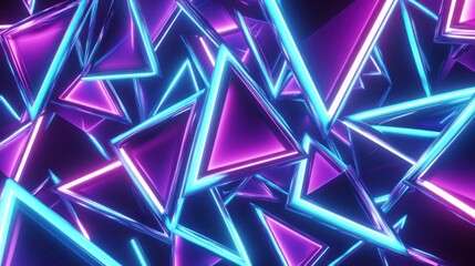 Abstract Neon Triangles Background