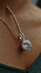 Elegant diamond necklace with a solitaire stone.