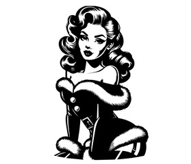 charming christmas pin-up girl illustration