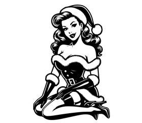 charming christmas pin-up girl illustration
