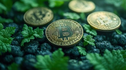 Social impact cryptocurrency models focused on environmental goals, showcased in a modern, minimalistic design