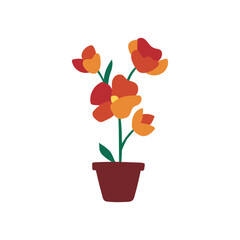 Beautiful A flower Tree Pot With Flower Vector Illustration