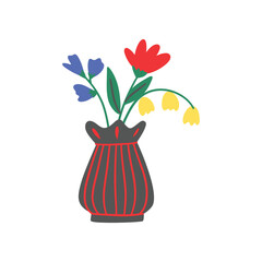Beautiful A flower Tree Pot With Flower Vector Illustration