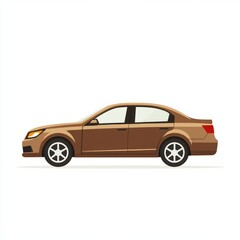Fototapeta premium Brown Sedan Car Illustration