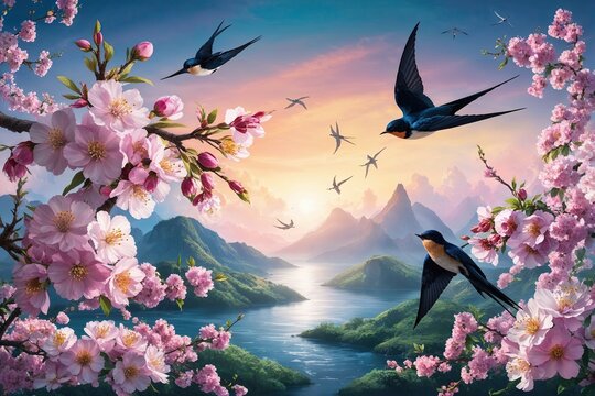 Mindscape of Blossoms and Swallows: A Theme of Emotional Growth and Positive Mindset