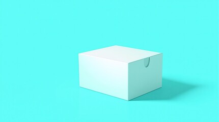 Obraz premium Blank white cardboard box on turquoise background, box, blank, packaging, background