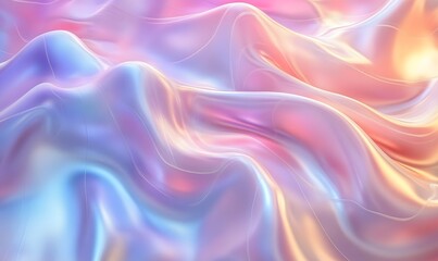 Obraz premium Seamless holographic foil background with gentle pastel colors flowing in a rainbow wave pattern