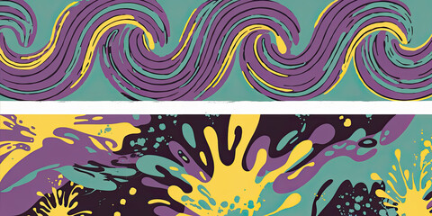 Vibrant Washi Paper Design with Wavy Brushstroke