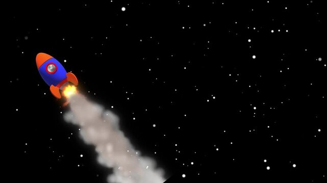 Animating rocket lounch to the stars, 4k animation footage