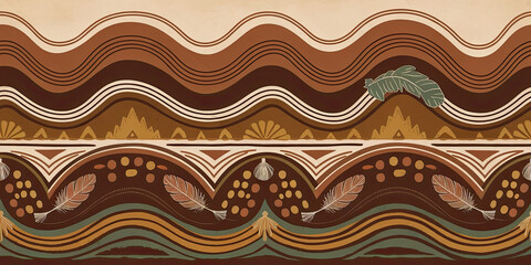 Vintage Bohemian Washi Paper Pattern with Wavy Lines