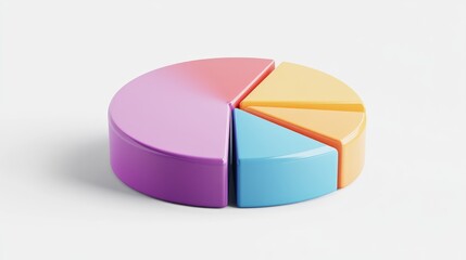 Obraz premium A dynamic 3D pie chart illustrating survey results, with animated segments expanding and retracting, set against a clean white background to emphasize clarity and engagement in data presentation.