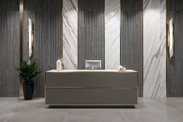 Sophisticated Shadowy Gray and Muted White Stone-Carved Concrete Wall Backdrop with Luxurious Marble Elements for Personal and Professional Spaces