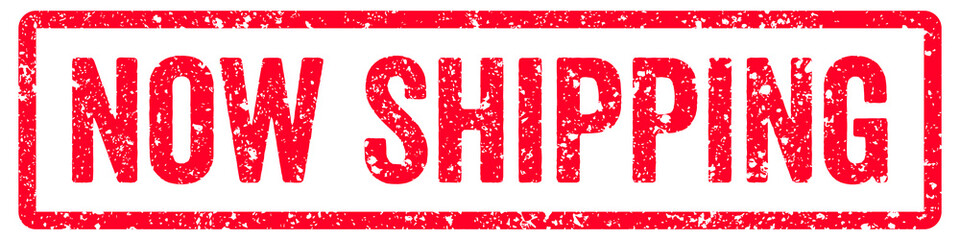 Now Shipping Stamp Transparent Seal, Red Grunge Now Shipping Word Rubber Stamp Seal