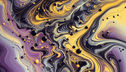 Fototapeta premium Radiant Marble Symphony: Dynamic blend of black, violet, and gold