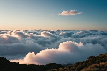 Obraz premium Fluffy Cloud Effect Backgrounds with Realistic Landscapes and Soft Ozone Cloudscapes